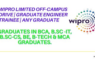 Wipro Limited Off-Campus Drive | Graduate Engineer Trainee | Any graduate
