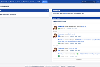 A default Jira dashboard shows very basic information, usually for issue-level and not for projects.