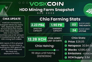 VoskCoin December 2023 Chia Farming HDD Mining Snapshot