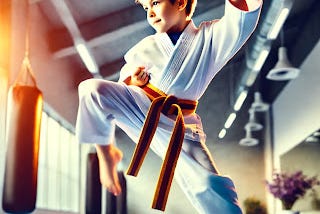 ADHD Little Boy Participating In Karate.