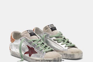 Golden Goose Silver Super-Star Sneakers With Glittery Heel Tab