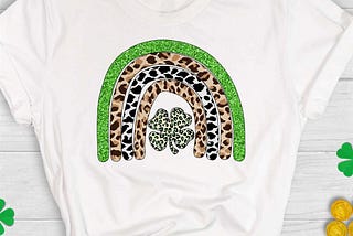 Shamrock Leopard Rainbow St Patricks Day T Shirt