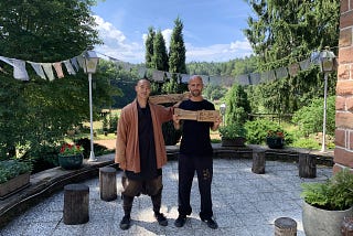 Shaolin Master, Shi Heng Yi with Peak Performance expert, Isra Garcia at the Shaolin Temple Europe