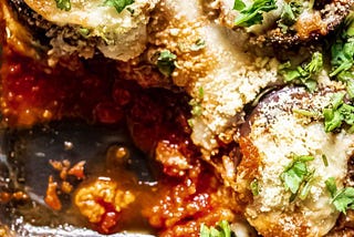 Eggplant Parmesan — Sliced Eggplants coated in Panko breadcrumbs and (egg + milk) mixture…