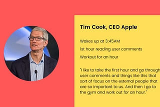 Win your mornings! Learning from morning routines of Tim Cook, Jeff Bezos and Sundar Pichai.