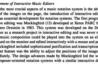 Xerox Mockingbird notation editor for musicians in 80'