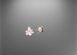 .925 Sterling Silver Rose Quartz flower post earrings .