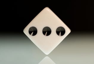 Paul McCartney “Paul McCartney III” single cover art; white diamond with three holes on black top to white bottom gradient background, “McCARTNEY” text on top