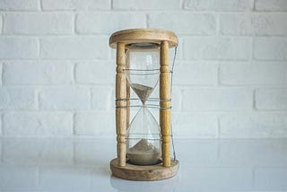 A wooden hourglass