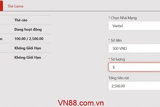 Rut tien VN88 thuan tien online