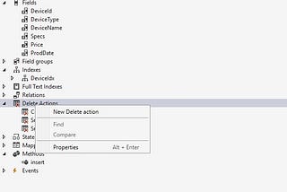 Delete Actions on tables in Dynamics 365