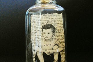 boy in a bottle Dallas drawing by Len Cowgill