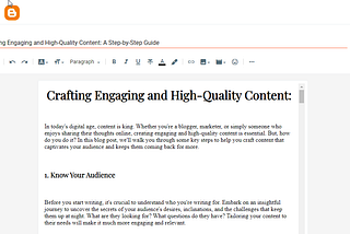 Crafting Engaging and High-Quality and High-Quality Content: A Step-by-Step