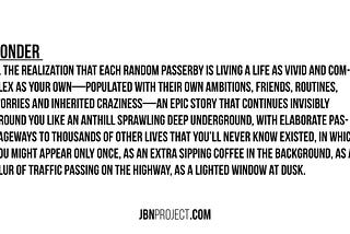 Sonder; Everyone Has A Story