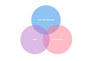 Venn diagram with three areas: User-centred design, Agile, and Government