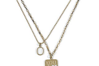 Gold Plated Stainless Steel You And Me Letter Dog Tag Layered Necklace With Ring