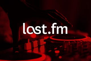 This is a red and black closeup photo of a DJ Setup with the Last.fm Logo in the middle.