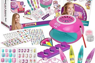 Amagoing Nail Art Kit for Girls, Kids Nail Polish Play Set with Nail Dryer, 2 in 1 Nail Pens,Sticky…