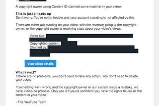 So you just received a copyright claim on your YouTube video