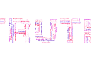 A colourful series of words spelling truth.