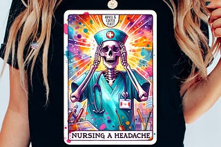 Nurse Skeleton Tarot Card PNG Free