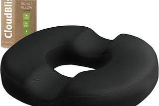 Donut Pillow Seat Cushion Chair Pad for Tailbone Pain Relief and Hemorrhoids, Memory Foam Seat Chair Cushion for Postpartum Pregnancy, Seat Cushions for Men and Women for Home  Office, (Black)