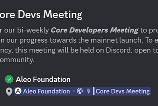 Aleo mainnet is about to go live. There will be no community conference calls in the next few weeks