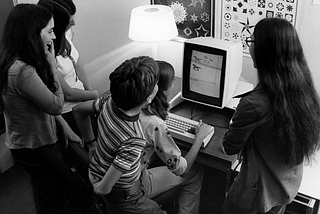 Photograph of children using the Alto personal computer, circa 1979. Courtesy of Xerox PARC.
