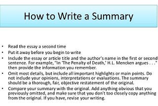 How to Write a Summary: Great Help from Experts