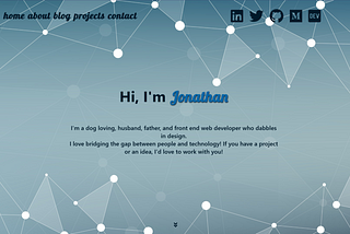 Jonathan Sexton’s previous website design with a geometric background