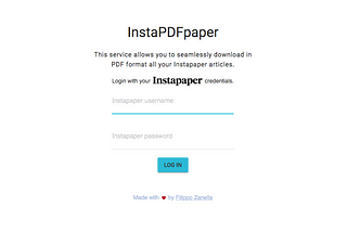 Convert your Instapaper articles to PDFs