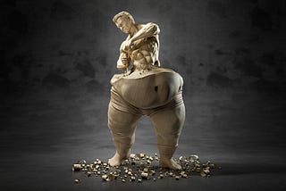 Man chiseling off his weight.