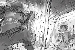 Nishagora versus Reg fight manga panel