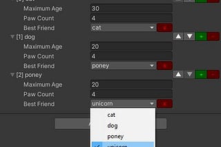 unity editor using string data list