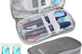 YOUSHARES Trousse à Insuline avec Poche de Glace - Sac Isotherme à Insuline pour Stylo dinsuline, Seringues, Aiguilles et dautres Accessoires Medicaux pour Diabétique(Sac Gris avec Sac Glaciere)