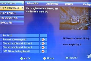 Guida alle funzioni del parental control Sky