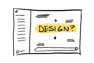 hand drawn picture of chat interface with the word “design?” inside the chat thread.