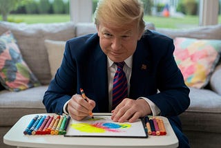 A small Donald Trump drawing with crayons