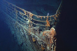 The bow of the sunken Titanic