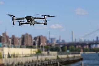 Drone flying over city of New York