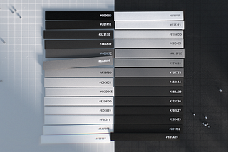 3D mockup of white and black color palettes.