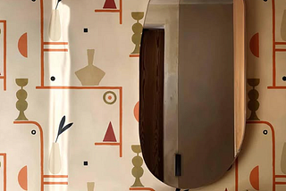 Picture of a Bathroom Wallpaper instalation from Tres Tintas done by Empire wallpaper