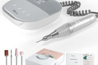 JCMASTER Ponceuse à ongles, 4 embouts, Affichage LED, Contrôle tactile, Puissante, Sans vibration, Manucure pédicure set électrique pro pour retirer le vernis/gel acrylique/cuticules, soins des ongles