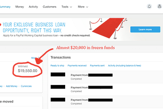 Paypal froze our funds, then offered us a business loan