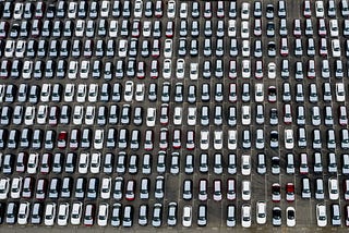 Thousands of new cars in the Port of Los Angeles