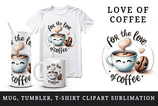 Love of Coffee Tumbler, Mug Wrap Clipart Free