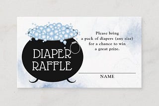 Diaper Raffle Blue Brew Halloween Baby Showe Enclosure Card