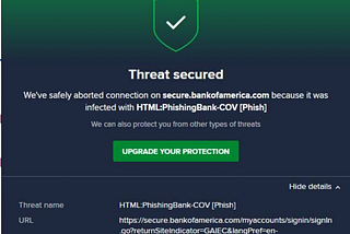 A malware alert left hundreds of Bank of America customers panicking