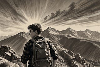 A boy hiking