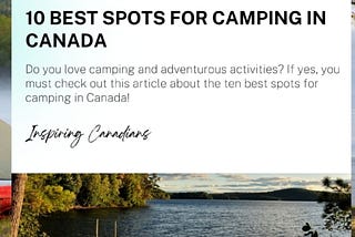 10 Best Spots for Camping in Canada